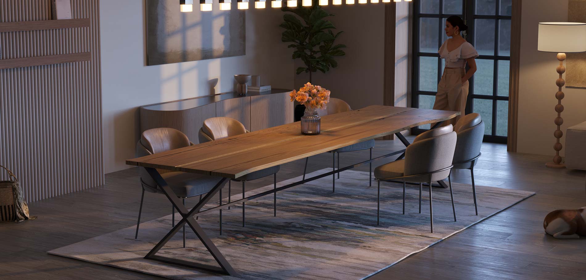 Tablewise wood table in a refined dining space